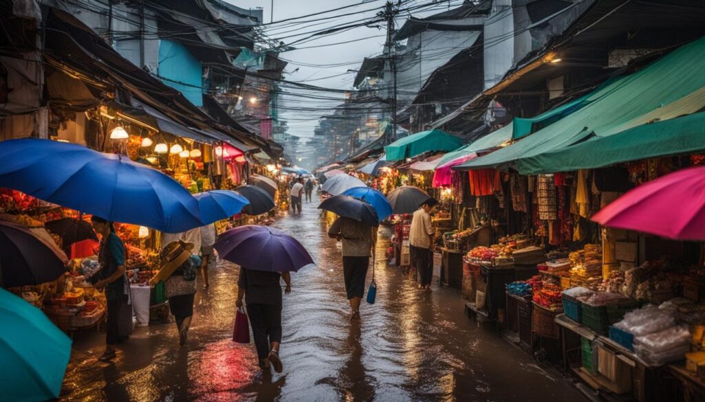 shopping in Bangkok during rainy season