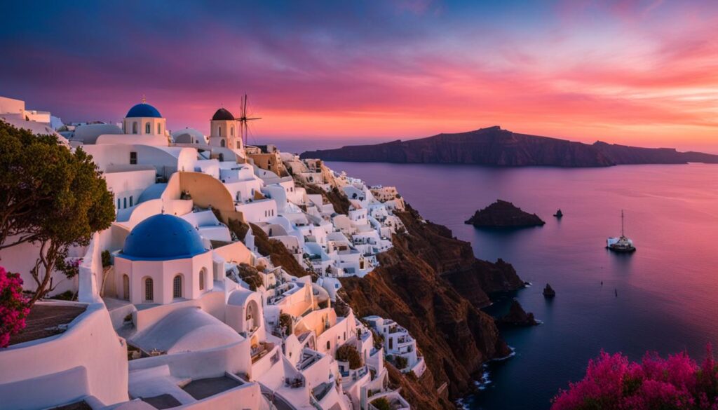 Breathtaking sunset over Santorini's caldera